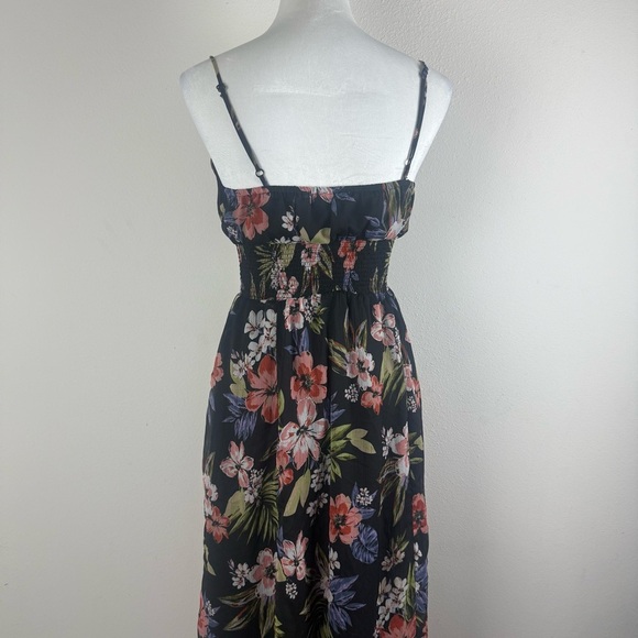 Patrons of Peace Women’s Floral Maxi‎ Dress Black Multicolor Smocked Waist XS - Picture 6 of 12